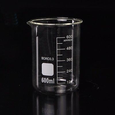 600ml Low Form Beaker Chemistry Laboratory Borosilicate Glass Transparent Beaker Thickened with spout