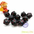 Set of 10pcs Black 20 Sides Dice Black Opaque D20 with Red Numbers 10pcs Set