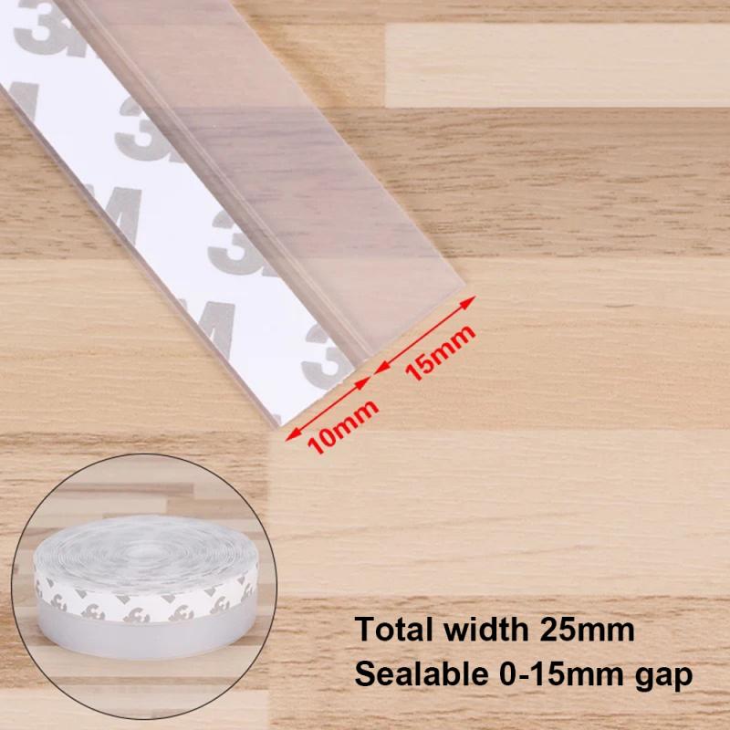 Door Strip Bottom Sealing Strip Floor Stickers Windproof Door Seal Strip Glass Shower Door Sealing Strip Durable Dustproof 5M