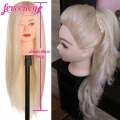 Training Head Blonde For Salon Can be Curled 60 % Real Human Hair 60 cm Hairdressing Mannequin Dolls professional styling head