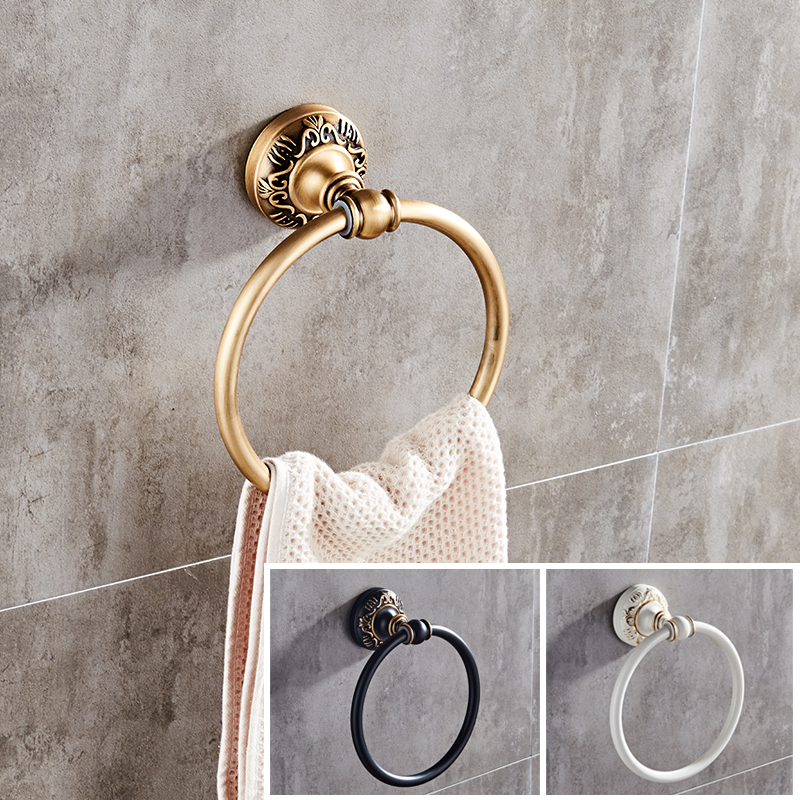 Antique/Black/White Wall-Mounted Round Towel Ring Classic Bathroom towel holder Bathroom Accessories