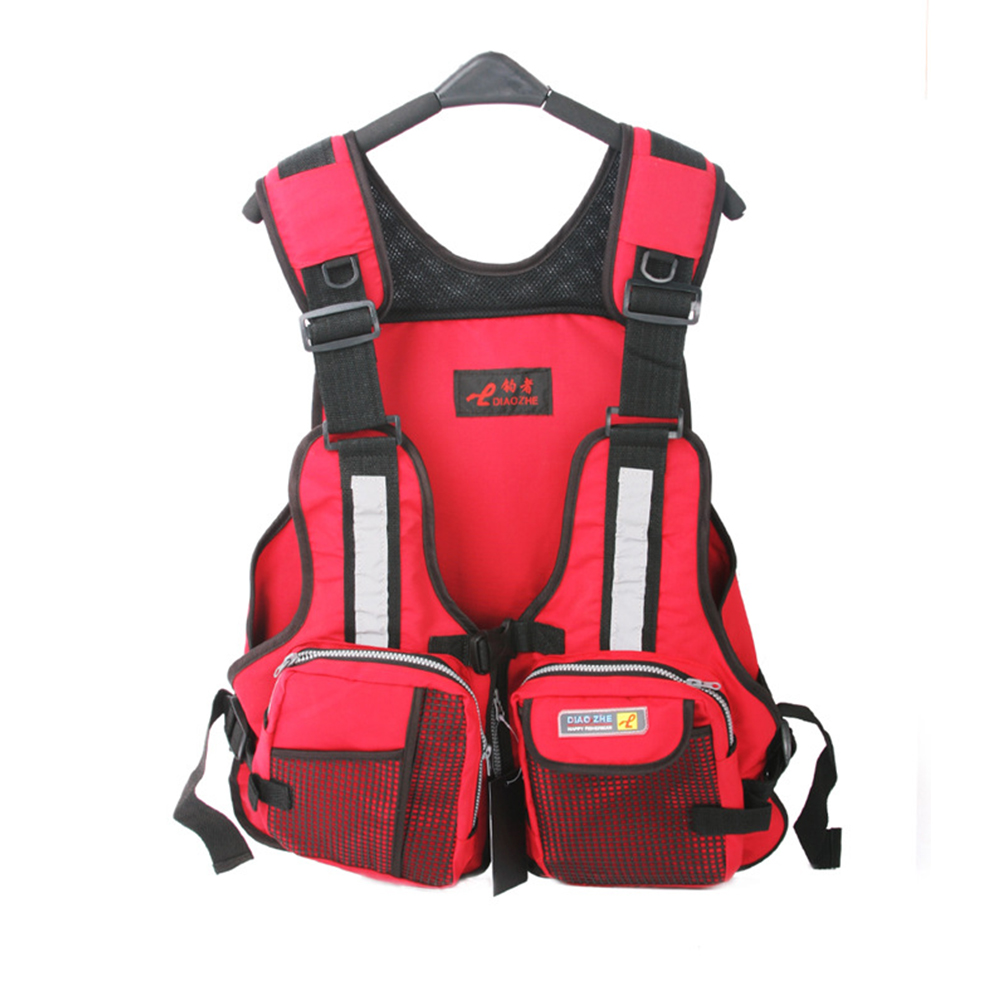 Fishing Swimming Canoe Kayak Boating Life Jacket Adults Mesh Accessories Adjustable Vest Drifting Zipper Multi Pocket Rafting
