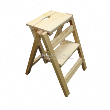 30%B Household multi function folding ladder stool solid wood ladder ascending platform step stool dual purpose rack stair chair