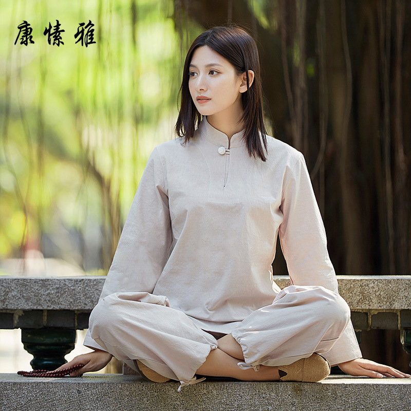 new cotton and linen suit Chinese Martial Arts Clothes Tai Chi Uniform Morning Exercise Sporting Wear Long Sleeves Kung Fu Suit