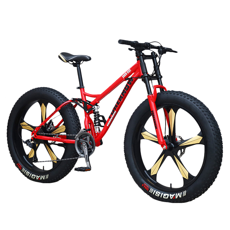 FOREKNOW Adult 21 Speed Beach Snowmobile Mountain Fat Bike Road Bicycle Men 24/26 Inch Super Wide Tires Racing Front Fork Ride