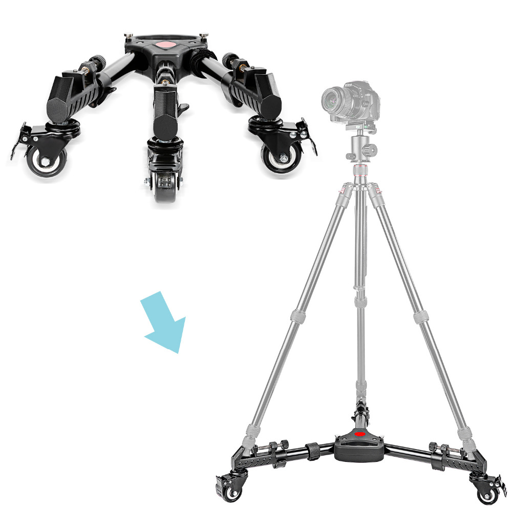 Neewer Photography Professional Universal Folding Camera Tripod Dolly Base Stand with Rubber Wheels for Canon Nikon DSLR Video