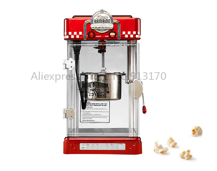 Popcorn Machine Electric Antique popcorn maker non-stick Pot with self-warming bulb 2oz 220v 3 Minutes batch