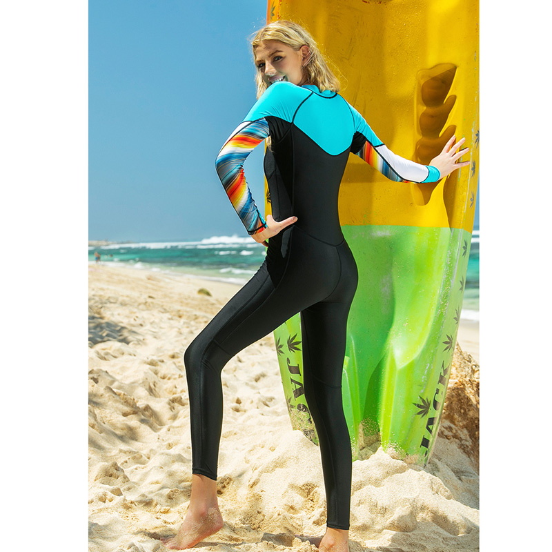 Womens Long Sleeves Lycra Rash Guard UV Sun Protection Dive Skin Full Swim Surf Snorkel Suit One Piece Long Sleeve Bathing Suits