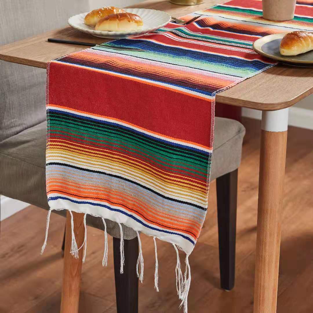 35*215 Home Embroidered Table Runner Stripe Hollow Decor Embroidered Tablecloth Home Dining Table Coffee Table Decoration