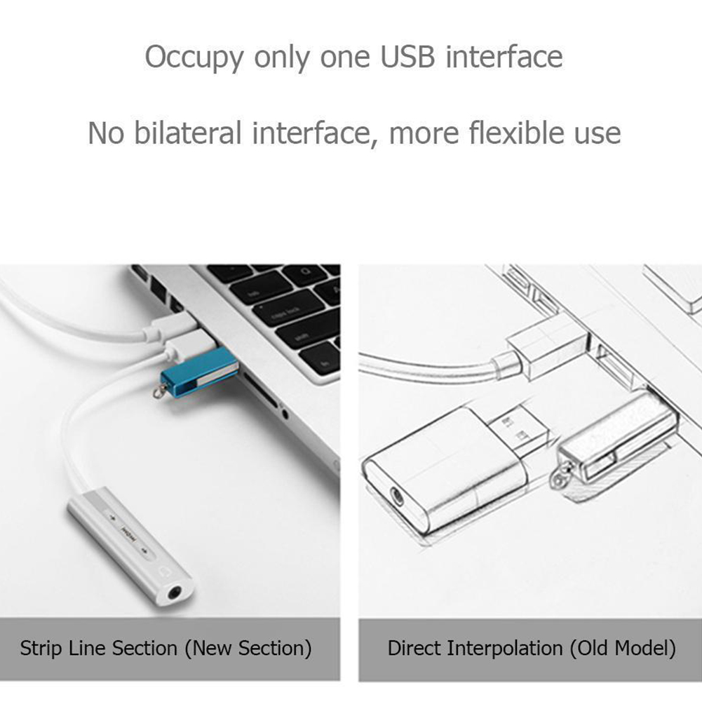 2 In 1 Volume Control External Sound Card USB To 3.5mm Jack Listening Small Lightweight Portable Plug And Play Headset Adapter