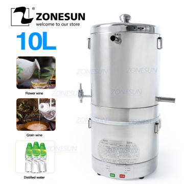 ZONESUN 10L Home Brewed Distiller Wine Distiller For Flower Grains Fruit Wine Alcohol Home Wine Making Machine Food Equipment