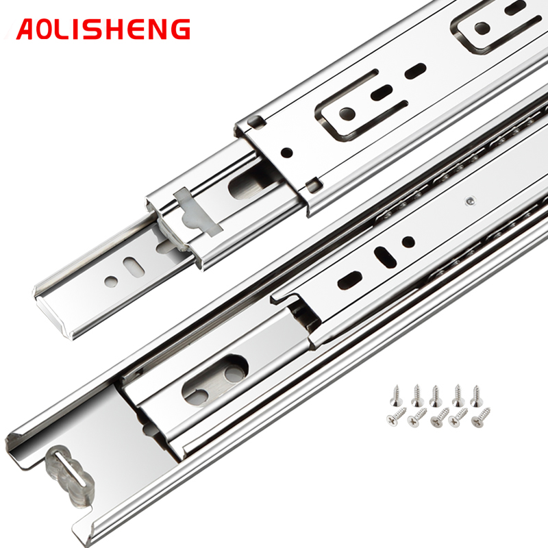 AOLISHENG Soft Close Drawer Slide Rail 10-24 Inch Three Fold Full Extended Ball Bearing Guide