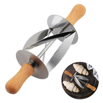 Stainless Steel Rolling Cutter for Making Croissant Bread Wheel Dough Pastry Cutting Wooden Handle baking Kitchen Articles