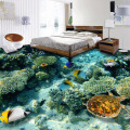 Custom Photo Floor Wallpaper 3D Stereoscopic Underwater World Coral Turtle 3D Mural PVC Self-adhesive Waterproof Floor Wallpaper