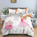 Girls Bedding Set for Baby Kids Children Crib Duvet Cover Set Pillowcase Princess Cartoon Blanket Quilt Cover Swan Dance Girls