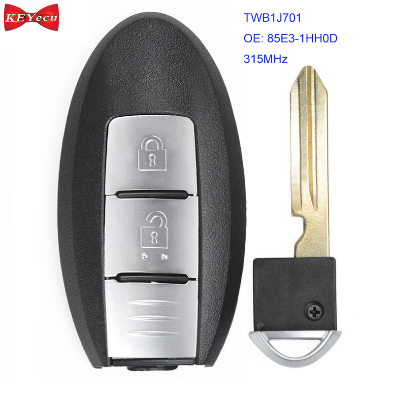 KEYECU for Nissan Micra K13 March K13 Leaf Remote Key Fob 315MHz Model Name: TWB1J701 ID46 Chip