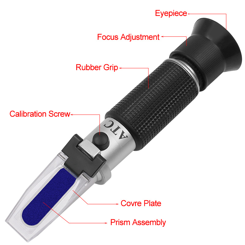 Handheld alcohol refractometer sugar Wine concentration meter densimeter 0-32% alcohol beer 0-32% Brix grapes ATC