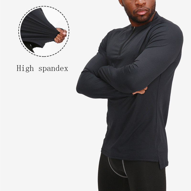 Wholesale Breathable Long Sleeve Gym Shirt Men Black