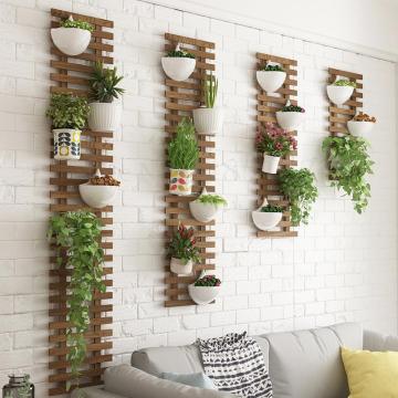 NEW 589 Balcony flower stand hanging solid wood wall hanging flower shelf outdoor flower pot hanger anticorrosive wood wall hang