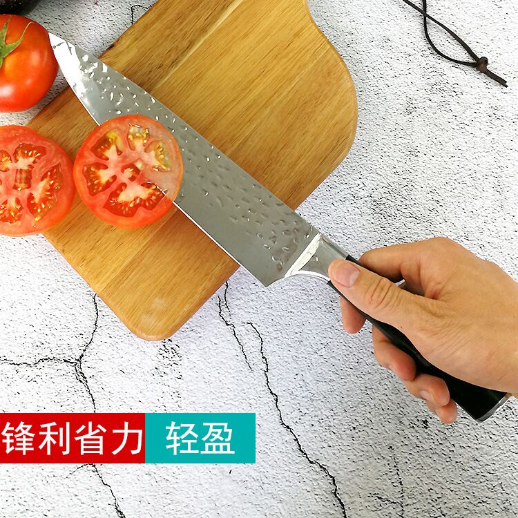 Forged Chef Kitchen Knife Hammer Non-stick Blade Slicer Knife 7Cr17 High Hardness Cooking Cutter Color Wood Handle Knife Box