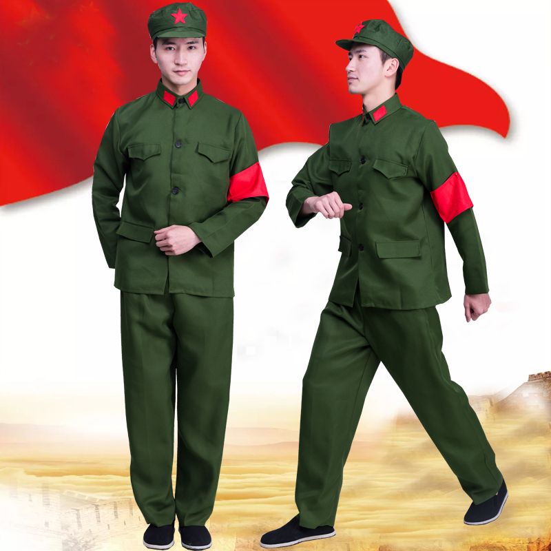 Vintage Military Uniform Red Guards Women Solider Clothing Photography Army Uniform Red Army of China Performance Costume