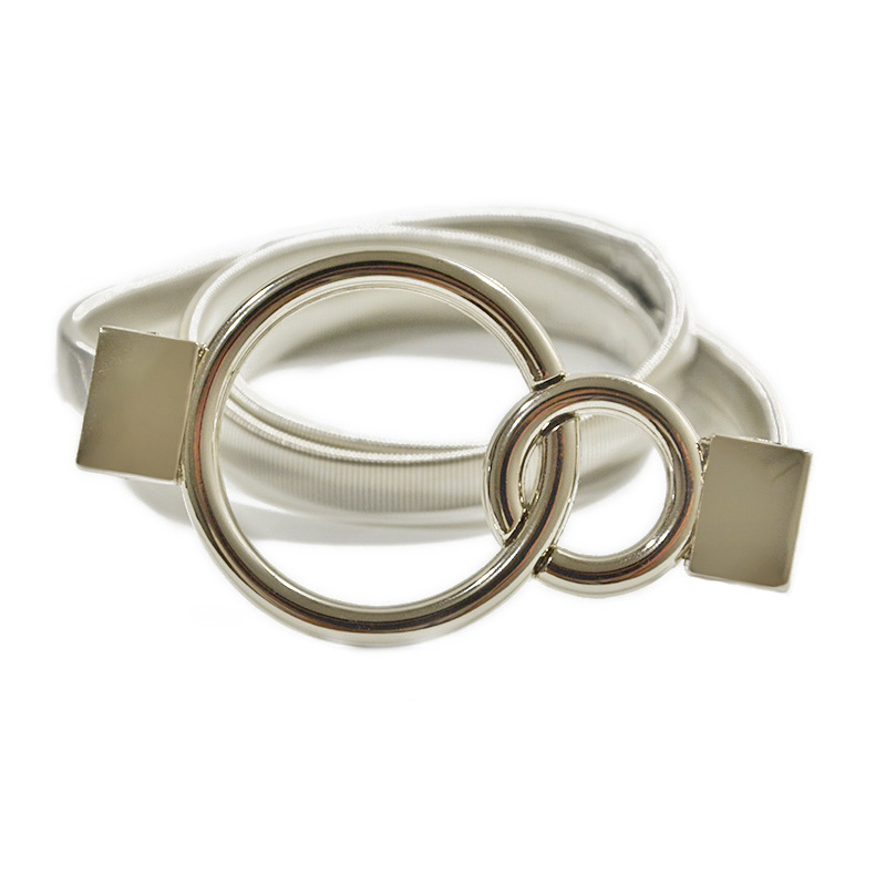 New Ladies Spring Metal Belts Sweet Fashion Double Loop Buckle Metal Elastic Waist Chain For Wedding Belt Bg-1222