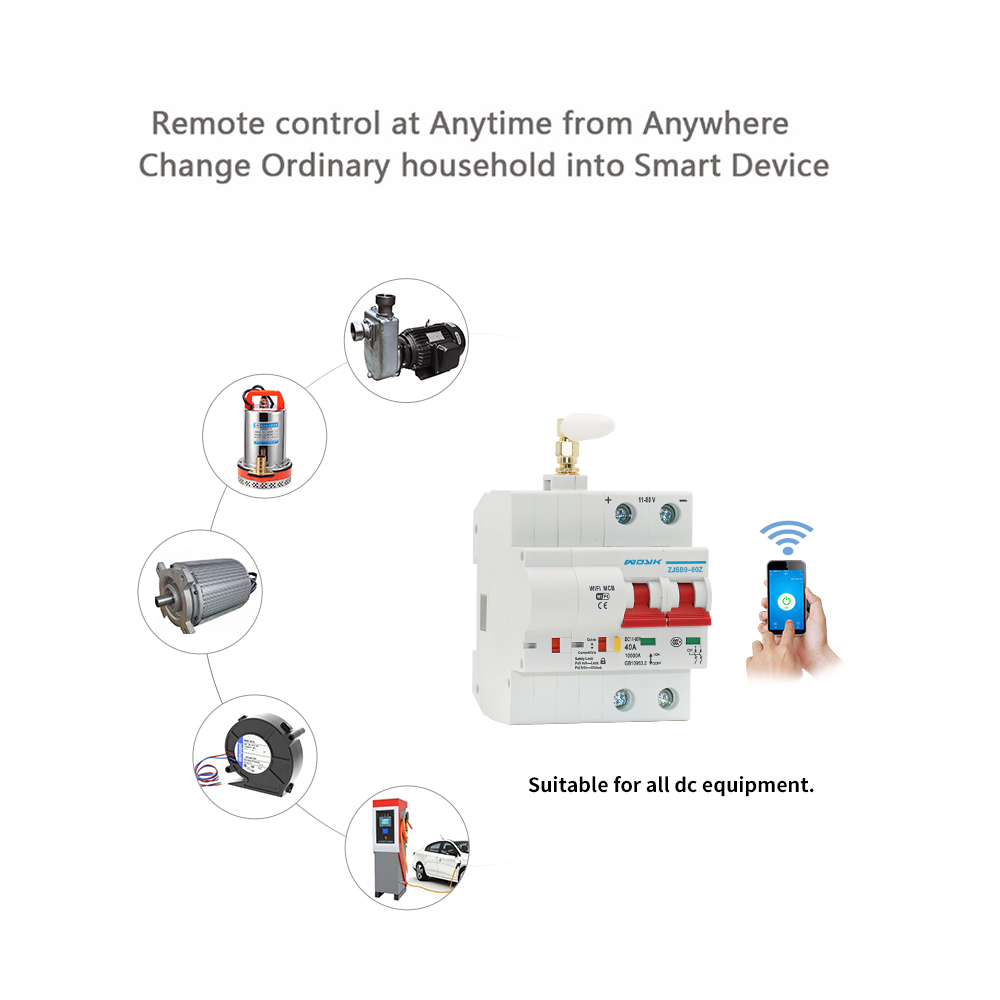 DC WiFi Smart Circuit Breaker overload and short circuit protection for Amazon Alexa and Google home