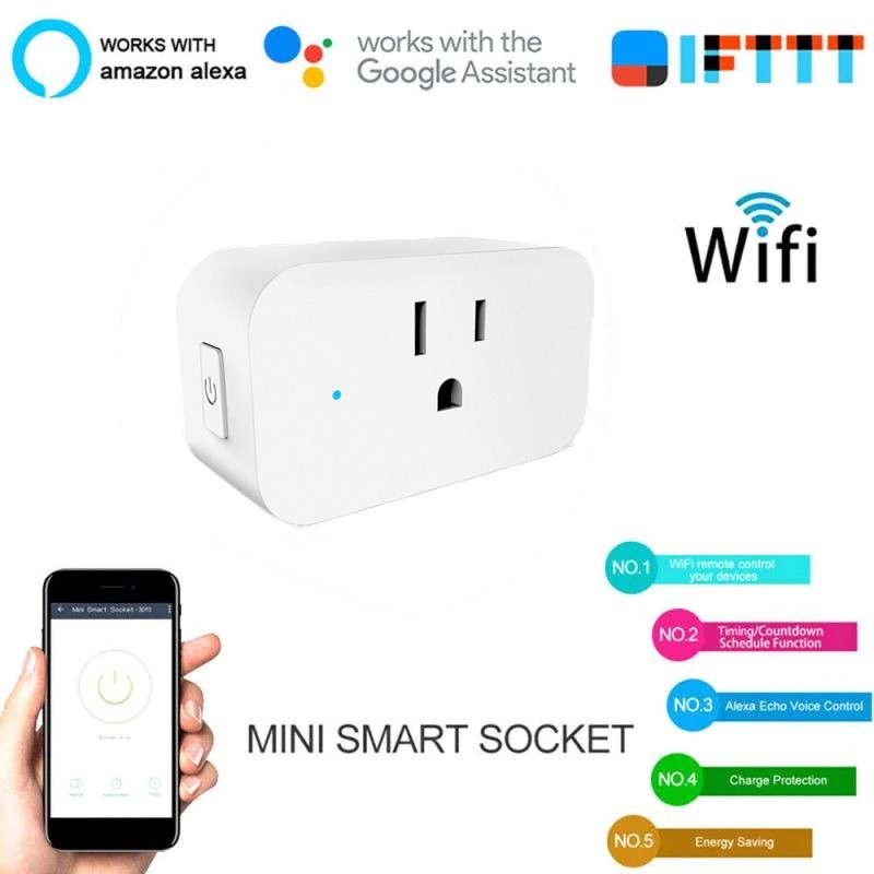 US Standard WiFi Smart Socket Power Plug Outlet Remote Control Energy Monitor Work With Amazon Home Compatible With Alexa/Google