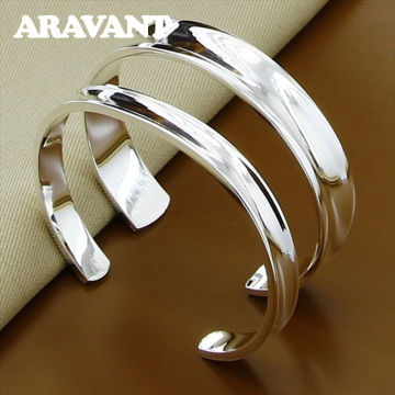 925 Silver Jewelry Sets Vintage Open Cuff Bracelets Bangles For Women Jewelry Valentines Gift