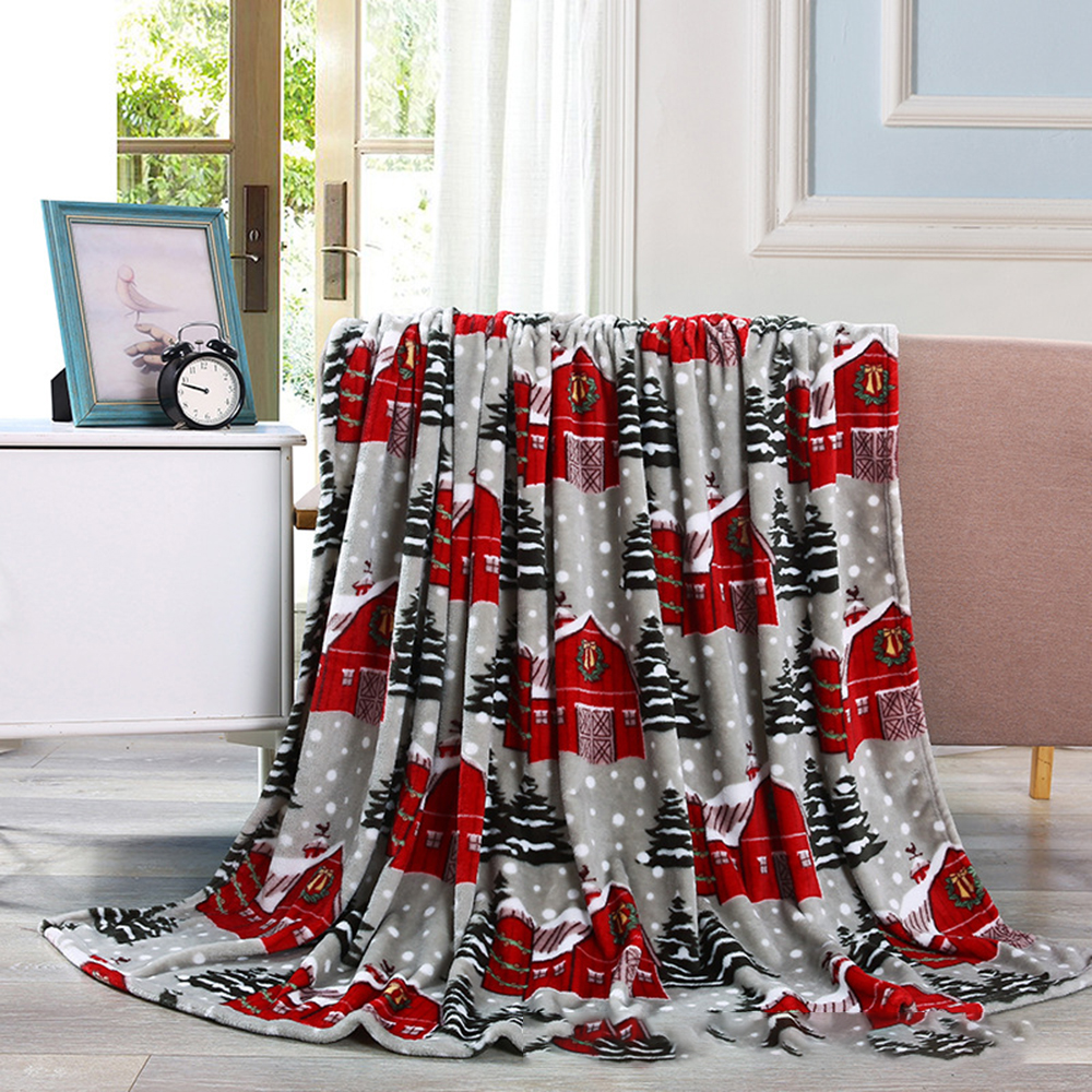 Christmas Elk Blanket Flannel Throw Blankets For Beds Double Layer Winter Comfort Cotton Coral Fleece Blanket Dropshipping