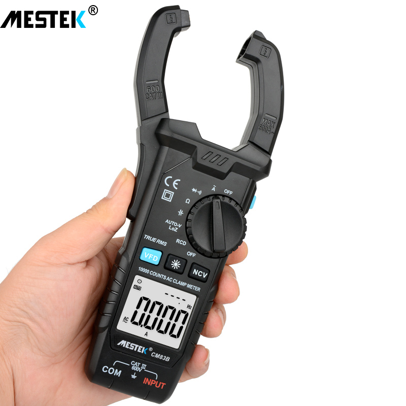 MESTEK Digital Clamp Meter 600A AC DC Current Earth Clamp ammeter Voltage Ohm True RMS VFD Capacitance NCV Tester ampera meter