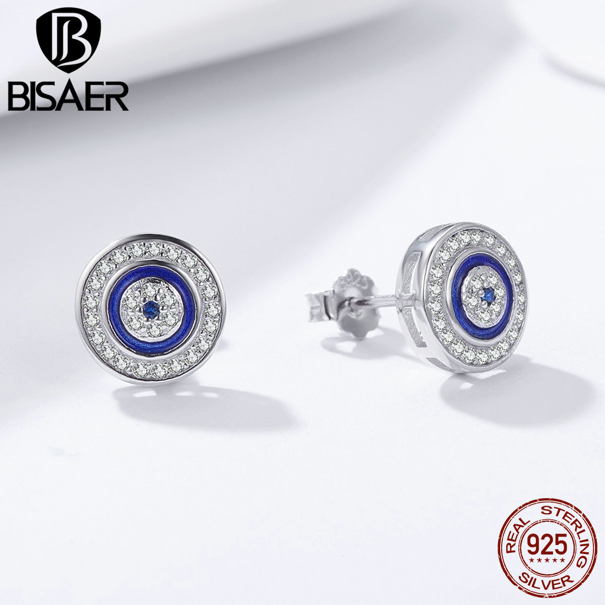 BISAER Jewelry Set 925 Sterling Silver Guardian Evil Eyes Women Lucky Blue Eye Jewelry Sets Sterling Silver Jewelry Wedding Gift
