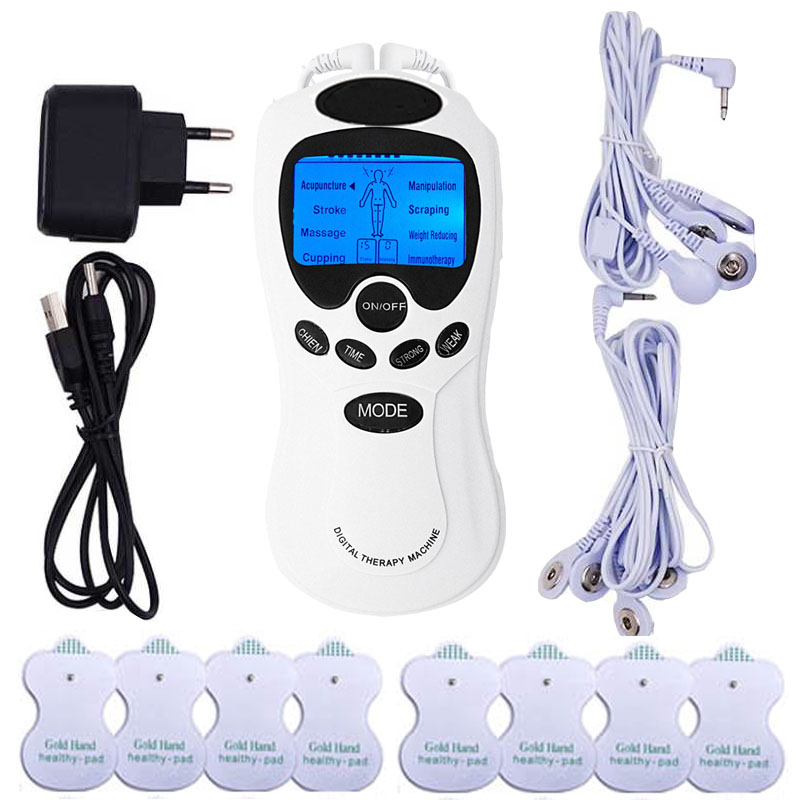 English Keys Herald Tens Acupuncture Body Neck Massager Back Digital Therapy Machine 8 Pads For Back Neck Foot Leg Health Care