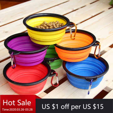 Dog Bowl Foldable Eco Firendly Silicone Pet Cat Dog Food Water Feeder Travel Portable Feeding Bowls Puppy Doggy Food Container