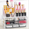 Transparent Cosmetic Storage Box Makeup Organizer Rangement Double Makeup Brush Lipstick Storage Jewelry Drawer Organizador