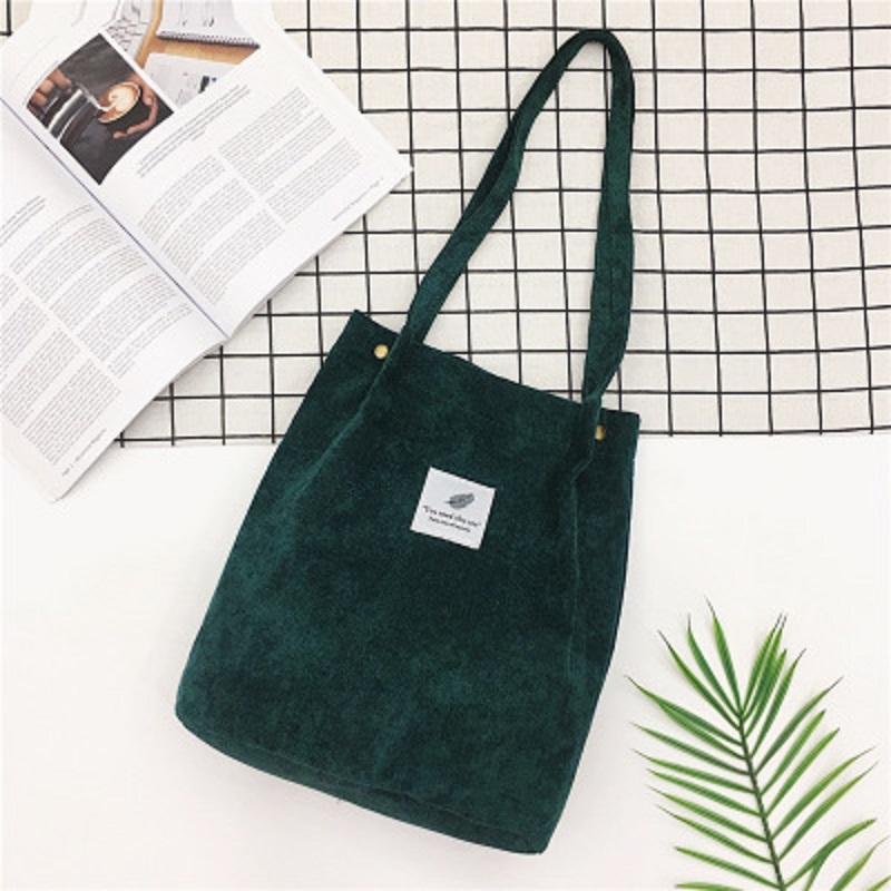 2020 Women Solid Corduroy Shoulder Bags Shopping Bag Tote Package Crossbody Bags Purses Casual Handbag For Women Bookbag