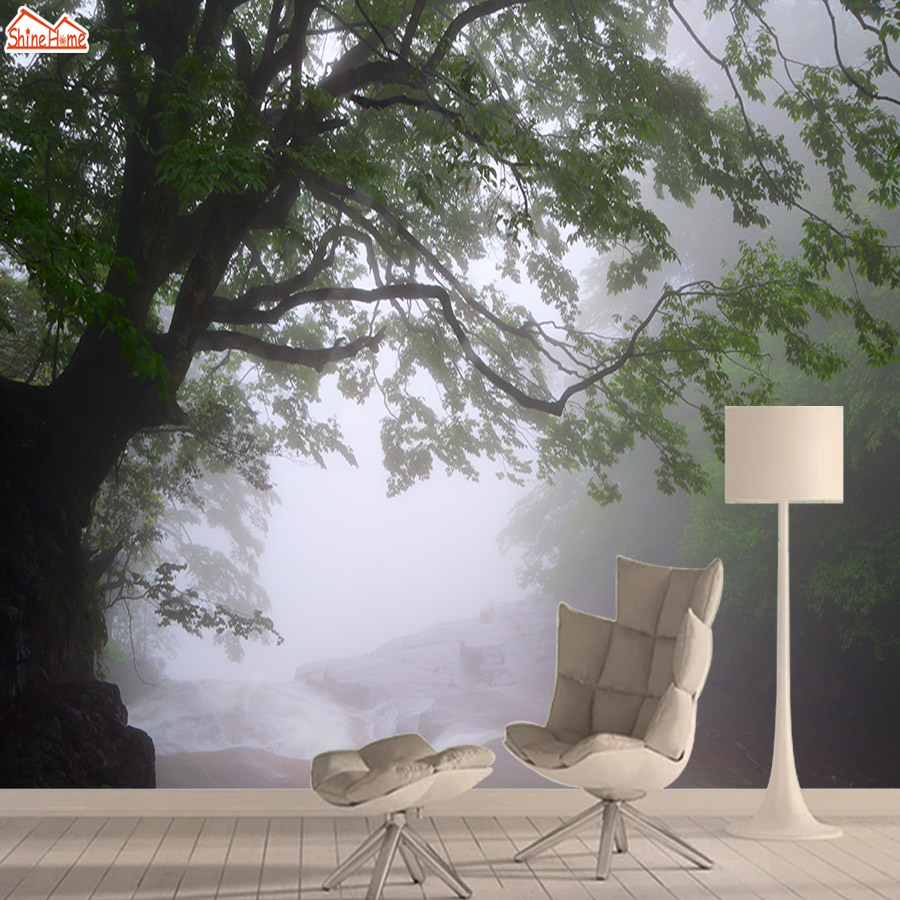 Wall Paper Papers Home Decor 3d Nature Wallpaper Mural Wallpapers for Living Room Girls Peel and Stick Foggy Forest Murals Rolls
