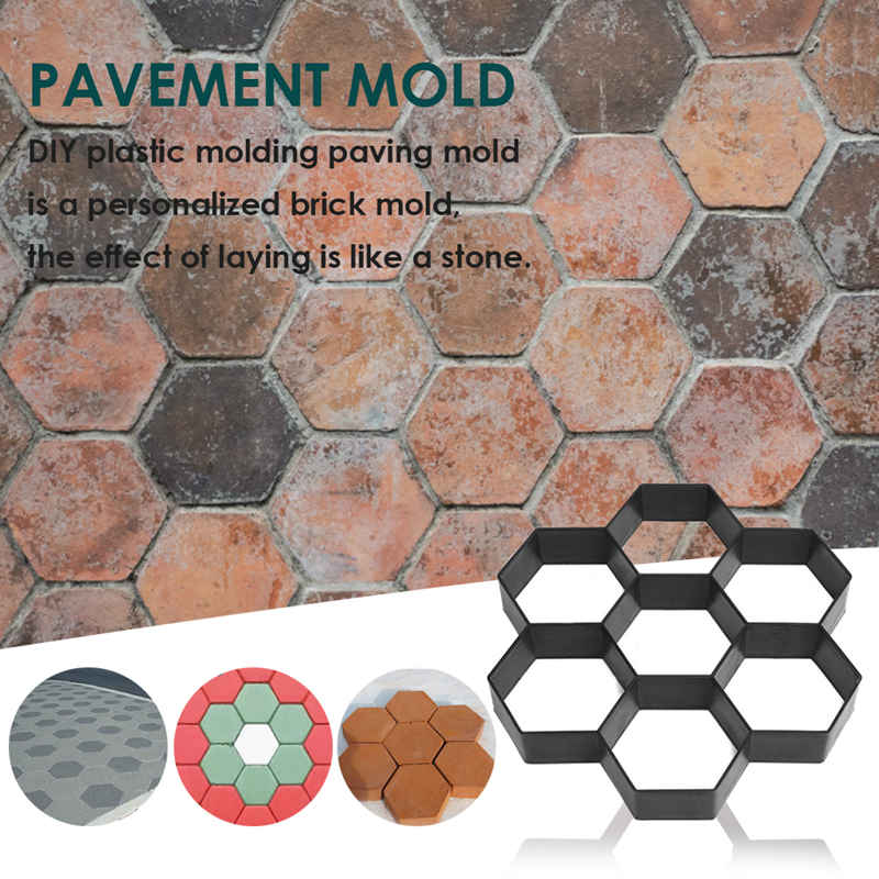 Garden Walk Pavement Mold DIY Manually Paving Cement Brick Concrete Plastic Molds Irregular Reusable Garden Path Maker Mold