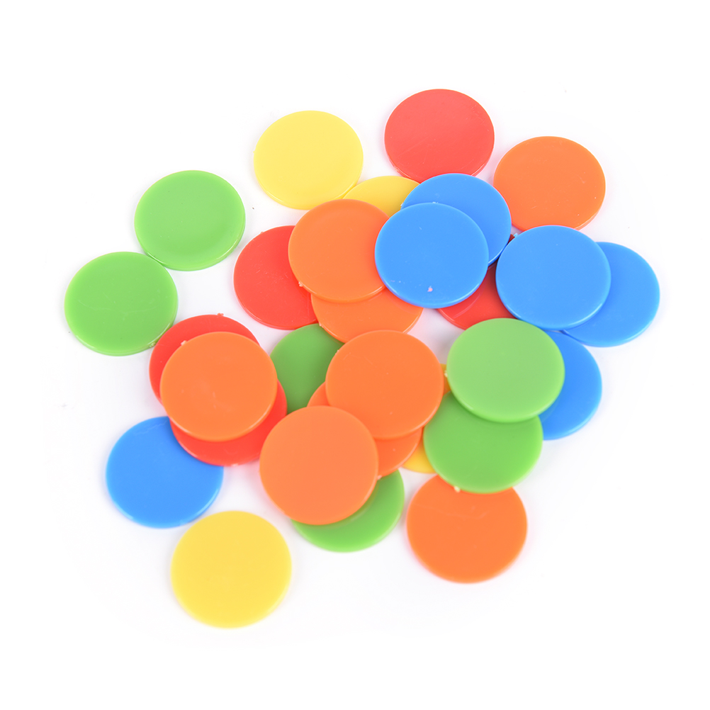 100PCS 24MM Plastic Poker Chips Casino Bingo Markers Token Fun Family Club Game Toy Creative Gift Supply Accessories