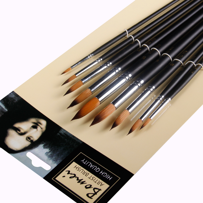 9pcs/set Nylon Oil Paint Brush Round Painting Brush For Watercolor Oil Acrylic Brush Pen Pincel Art Supplies