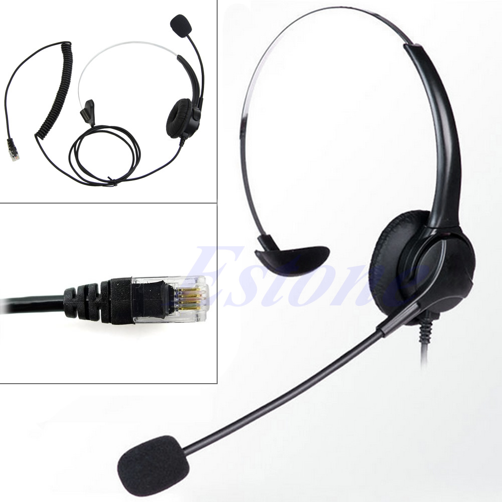 New 4-Pin RJ11 Monaural Corded Operator Call Center Telephone Headset Headphone