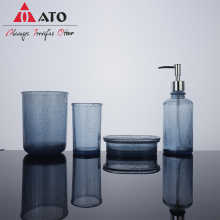 ATO Bathroom Set Accessories Four-piece blue glass Set
