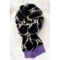 Ladies Woven Black and White jacquard scarf