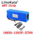 LiitoKala 48V 15AH battery pack 48V 15AH 1000W Electric bicycle battery 48V Lithium ion battery 30A BMS and 2A Charger