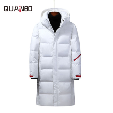 QUANBO 2020 New Winter Men's Down Jacket Fashion Jackets Male X-long Outerwear Brand Clothign White Coat Men Parkas 4XL