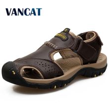 Vancat 2019 Summer Genuine Leather Outdoor Men's Shoes Men Sandals For Male Casual Shoes Water Walking Beach Sandalias Sandal