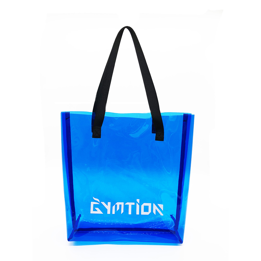 Clear color tote bag PVC vinyl beach handbag promotional bag available for custom