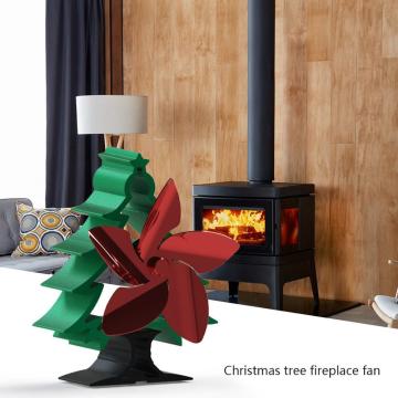 Christmas Tree Fireplace Fan 5-Blade Heat Powered Stove Fan Burner Eco Fan Quiet Home Fireplace Fan Efficient Heat Distribution