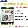 Huasj Intel Wireless-AC7260 7260NGW AC 867M wifi bluetooth 4.0 network card for Lenovo T440 X240 B40 B50 Y40 Y70 Y50 FRU 04X6007