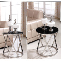 Stainless Steel Sofa Side Table Corner Table Small Apartment Living Room Round Coffee Table End Table Tempered Glass Marble Top